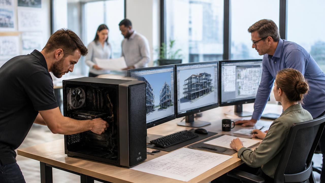 Coretechs technicians supporting an architecture firm's workstations and network